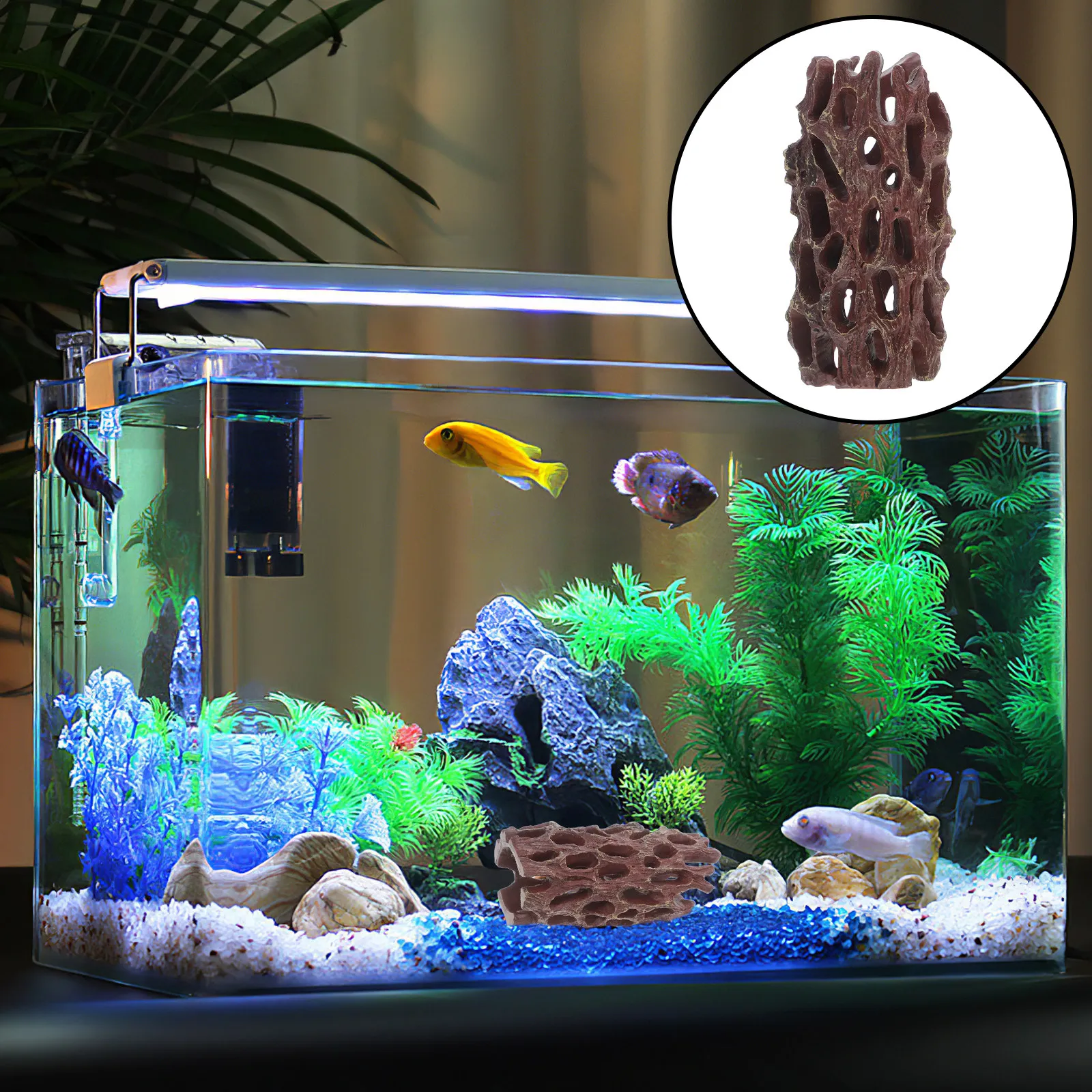 Aquarium Decor Resin Shrimp Spawn Cave Fish Hideaway with Realistic Bark Texture Safe Hiding Place for Shrimp Fish Tank