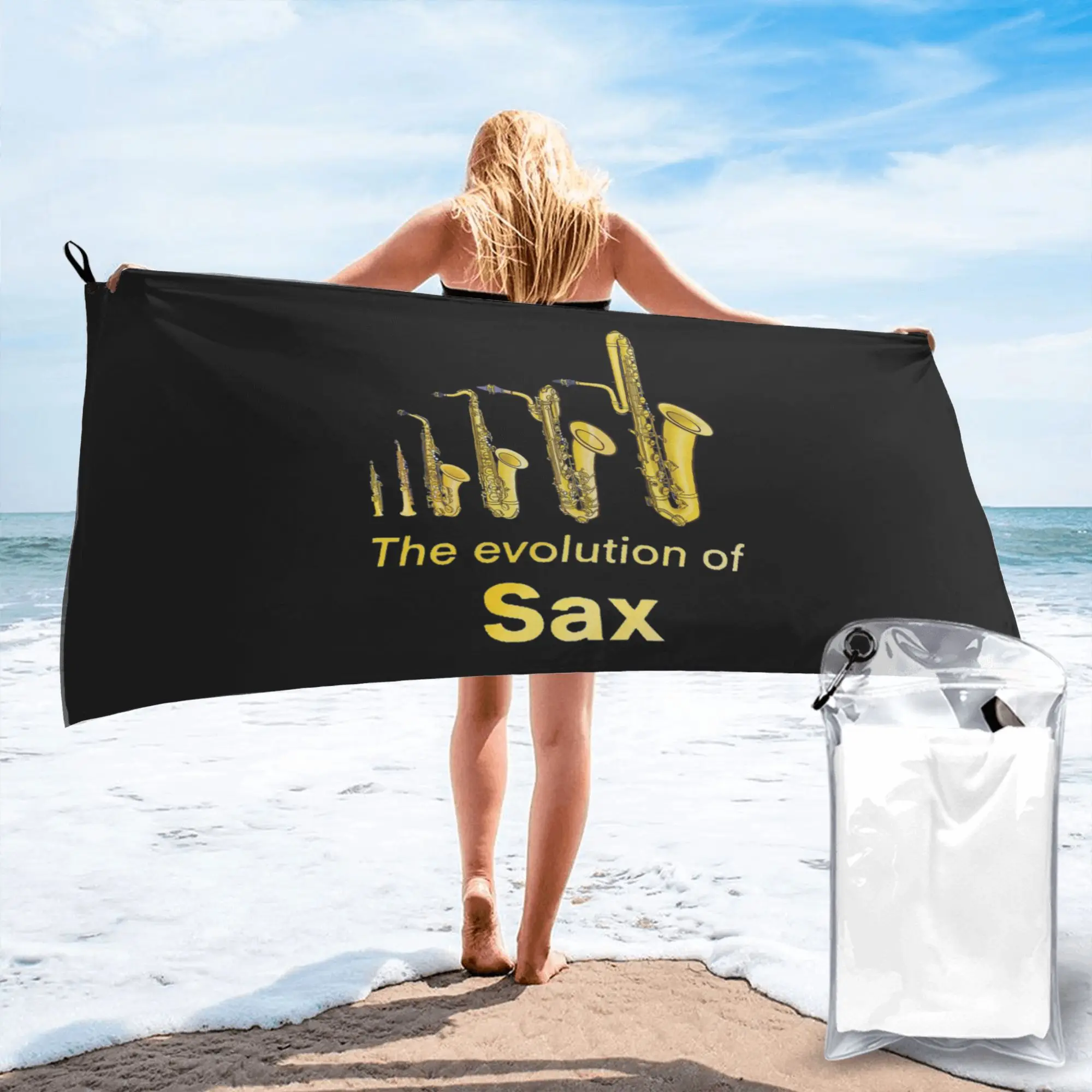 Saxophone Player - Music Art Girls Y2k Graphic Beach Towel Microfiber Quick Dry Absorbent Quick Towels For Mountain Climbing