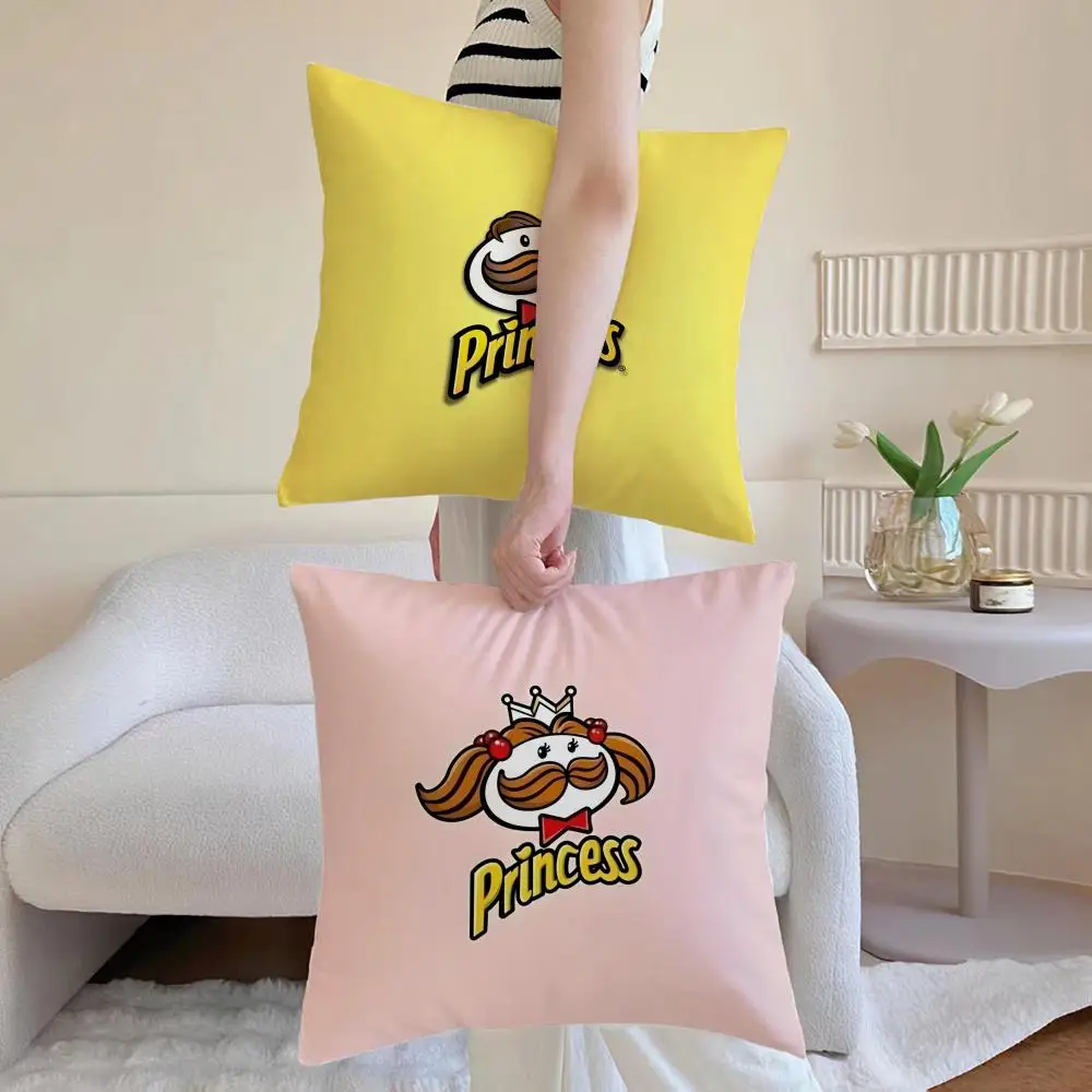 Fashion Iconic USA Brand Style P-Pringles Cushion Cover Washable Linen-Look for Daily Sofa Home Household Room Decor