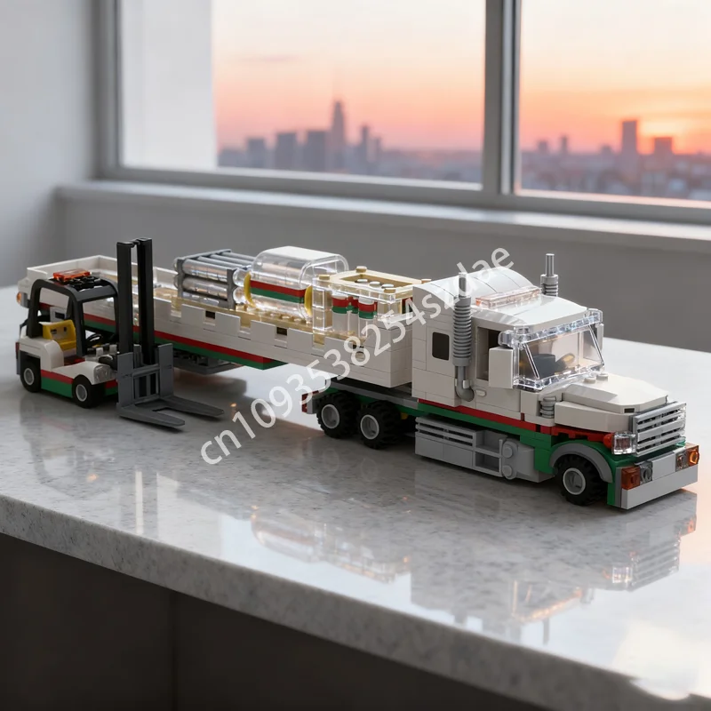 

598 шт. MOC Octan грузовик бортовой прицеп городской модель строительные блоки игрушка архитектура образование рождественские подарки кирпич детский день рождения