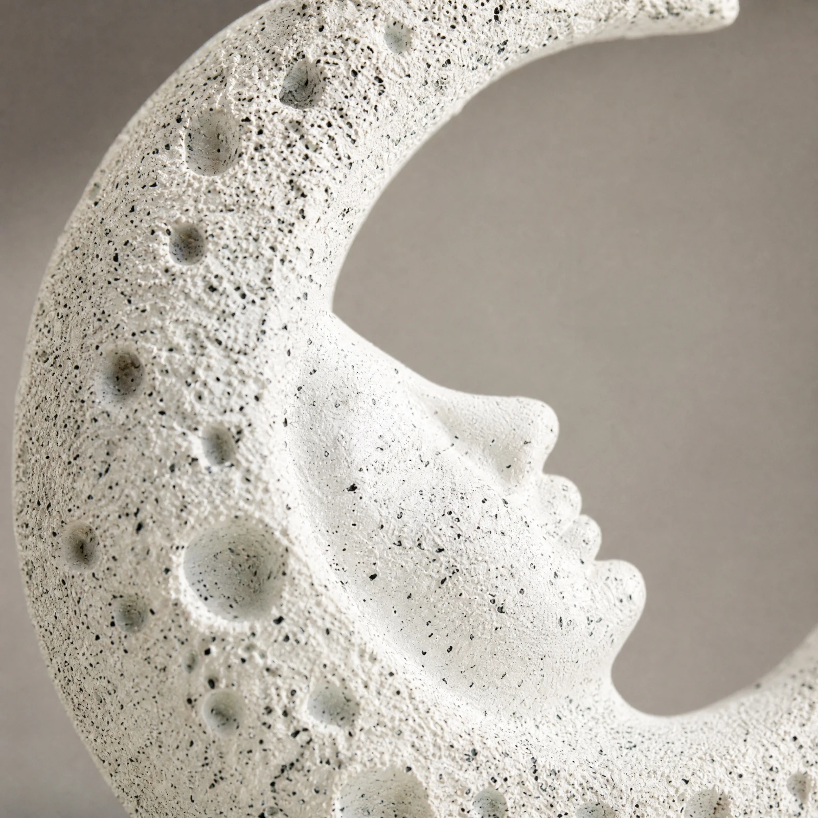 esin Moon Moon Deity Figurine with Oval Base Mystical Half-Moon Moon Countenance Sculpture Celestial Freestanding Moon-Themed