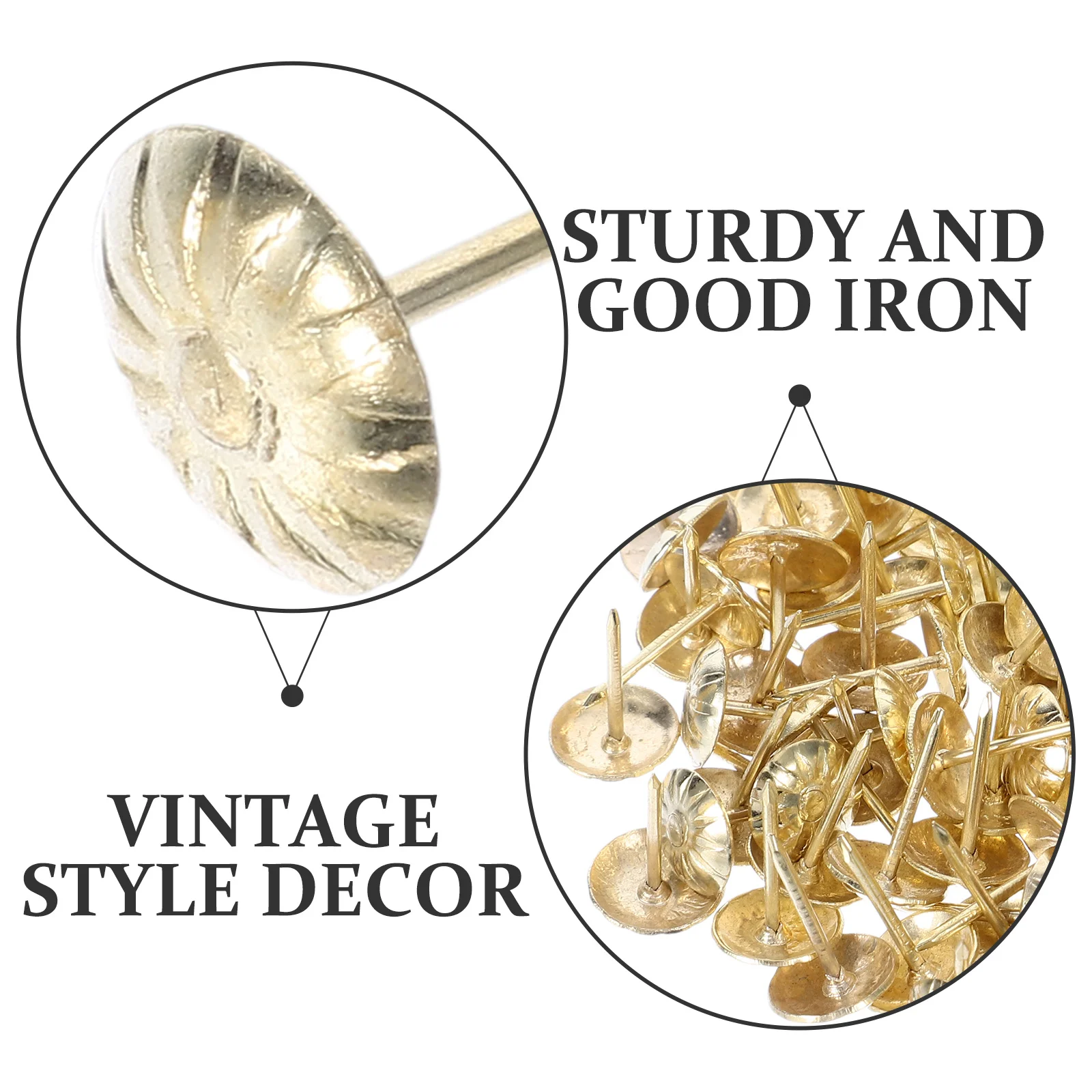 

200pcs Vintage Metal Upholstery Tacks For Door Window Sofa Furniture Decor Heavy Duty Decorative Studs Retro Diy Tools