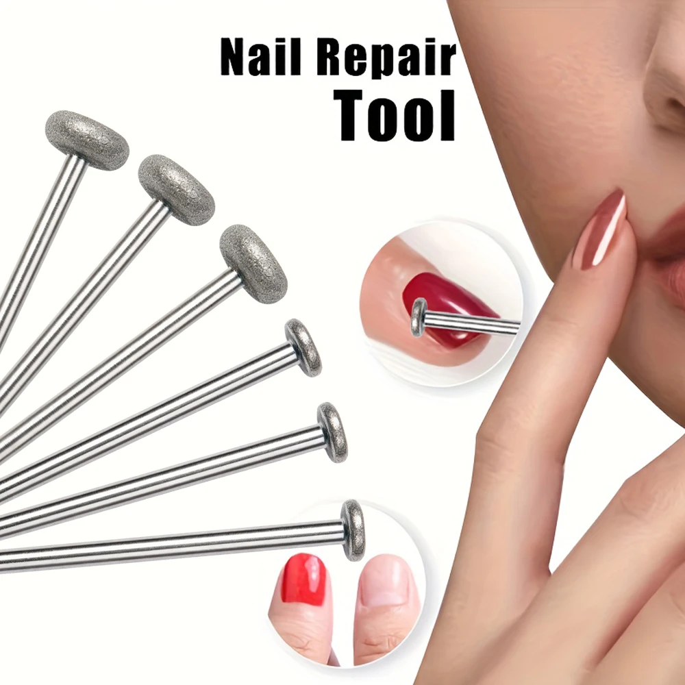 T Shape Diamond Emery Nail Drill Bits Washable Low Heat Durable Manicure Pedicure Polishing Repair Tool for Electric Nail File