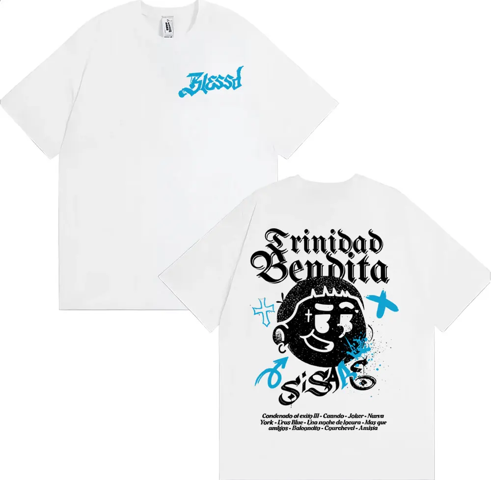 مغني الراب Blessd Si Sabe ألبوم 2025 جولة تي شيرت الرجال النساء موضة عادية 100% تي شيرتات قطن الهيب هوب خمر تي شيرتات قصيرة الاكمام #4