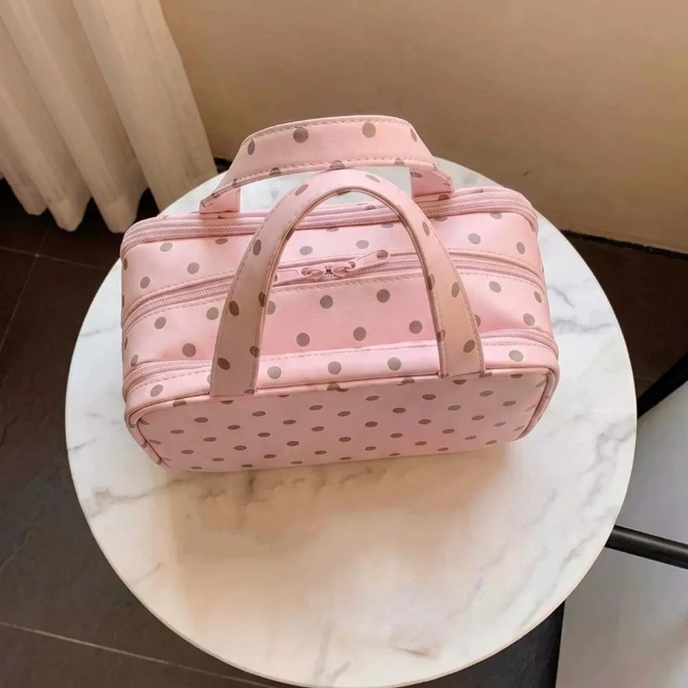 Waterproof Cosmetic Bag Large Capacity Polka Dot Toiletry Case Portable Handle Luggage Sleeve Travel Organizer Travelers