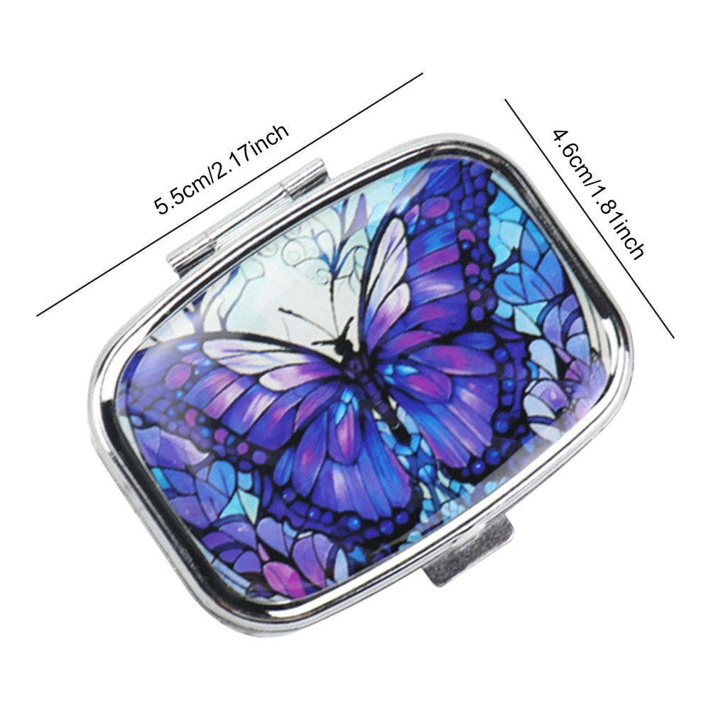 صندوق حبوب صغير وحامل أدوية مزخرف مكون من حجرتين منظم حبوب معدنية للفيتامينات ومكملات زيت السمك وحاوية حبوب منع الحمل #6