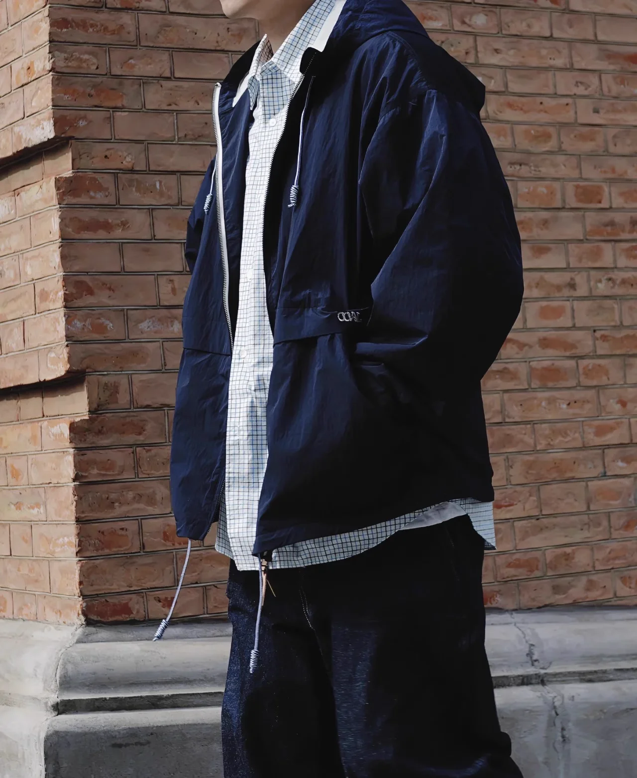 nanamica 24ss metallic taffeta hooded zipper jacket Japanese loose waterproof nylon sailing jacket
