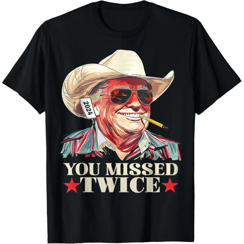 Men's and Women's Sports Leisure New Fashion Short Sleeve Assassination Attempt Trump 2024 You Missed Two Top Gifts T-shirt