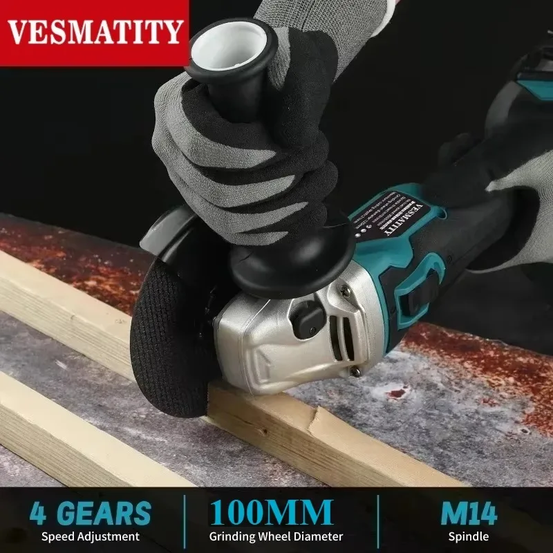 Brushless Electric 100mm DGA404 Angle Grinder Polishing Cutting Machine Cordless Angle Grinder Tool  For 18V-20VBattery