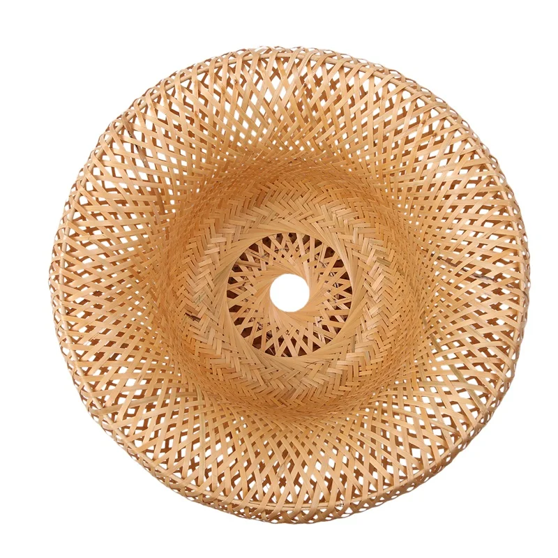 عاكس الضوء من الخيزران والروطان المنسوج يدويًا بطبقة مزدوجة من الخيزران على شكل قبة عاكس الضوء على الطراز الآسيوي الريفي