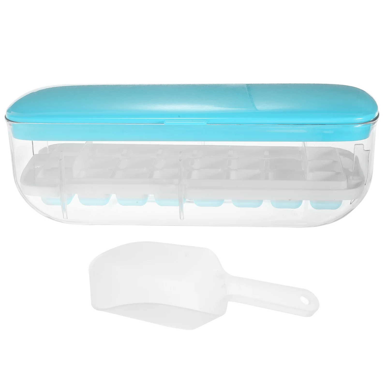 

Ice Cube Making Tray Mold with Lid and Bin Quick Ice Cube Tray Easy Clean Smooth Surface for Freezer Summer Drinks