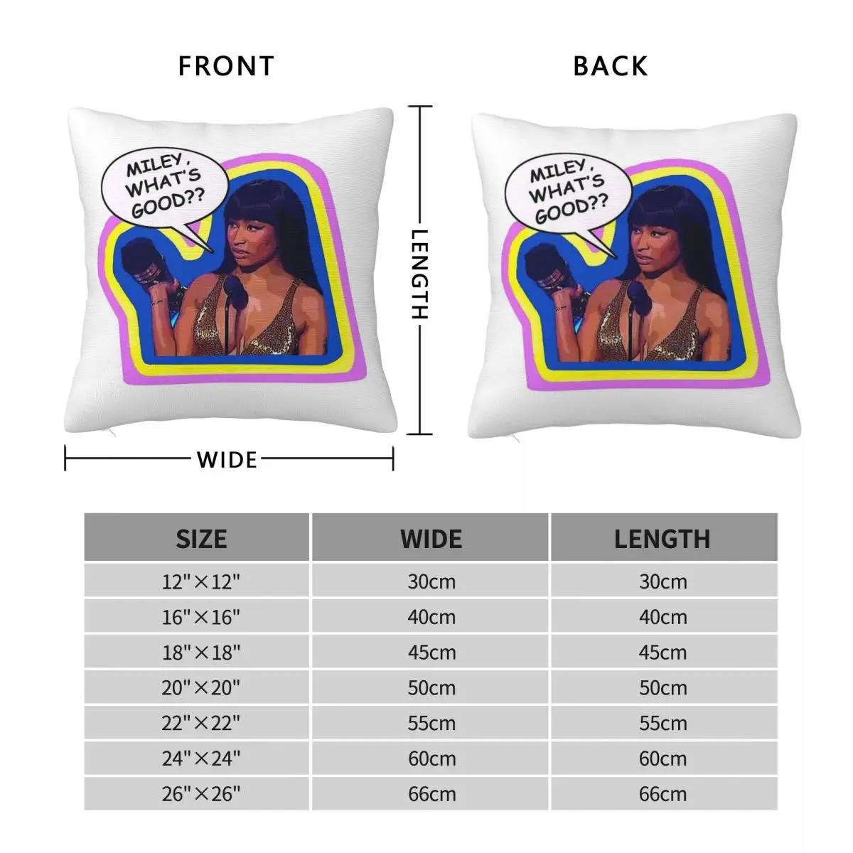 Nicki Minaj Miley What's Good Square Pillowcase Polyester Linen Velvet Creative Zip Decor Home Cushion Cover