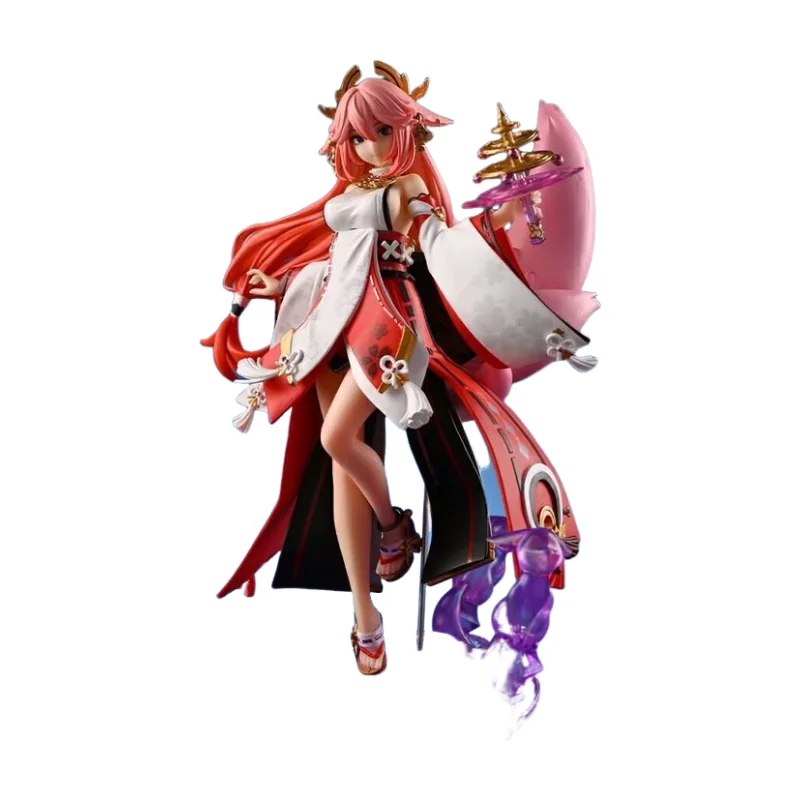 24cm Yae Miko Figure Anime Genshin Impact Figures Standing Girl Pvc Model Gk Statue Collectible Toy Decoration Doll Child Gifts