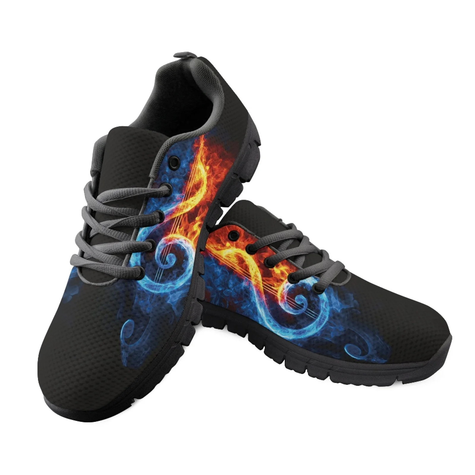 Coloranimal Fire Ice Treble Clef Men Casual Sport Shoes for Daily Use All-Match Women Sneakers Running Walking Shoes for Travel