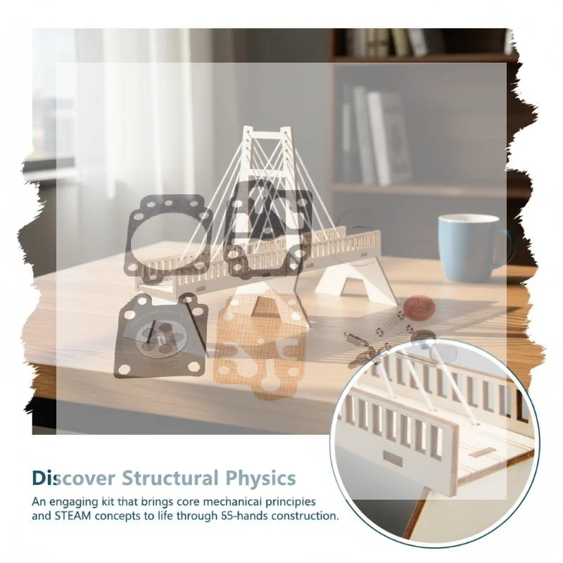 1 Set DIY Wooden Cable-Stayed Bridge Science Kit STEM Physics Experiment Model for Kids Educational Gift School Use