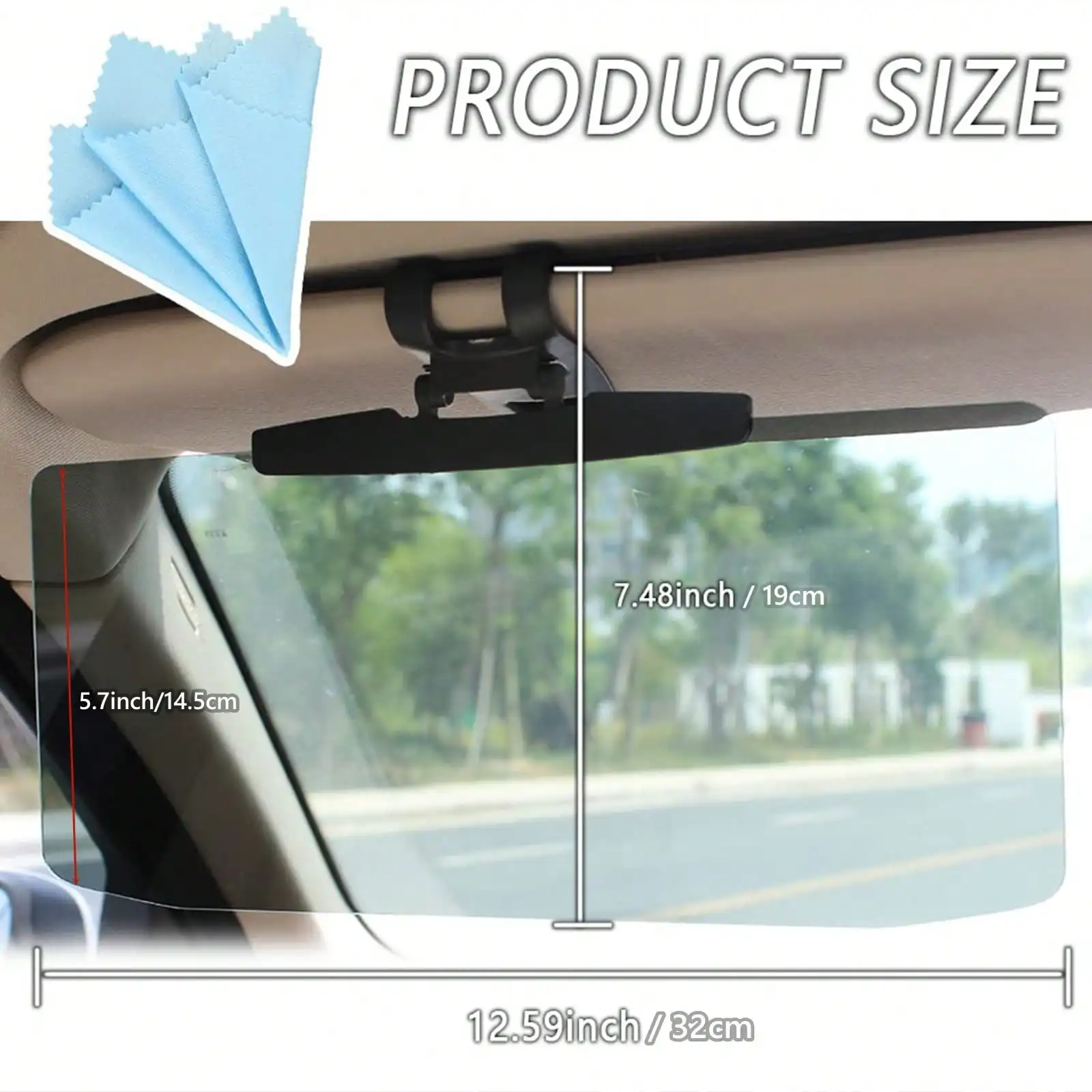 Upgraded Sun Visor With Glasses Clip for Car Version to Block Harmful UV Rays Adjustable Angle, Anti-Glare For Cars, Trucks