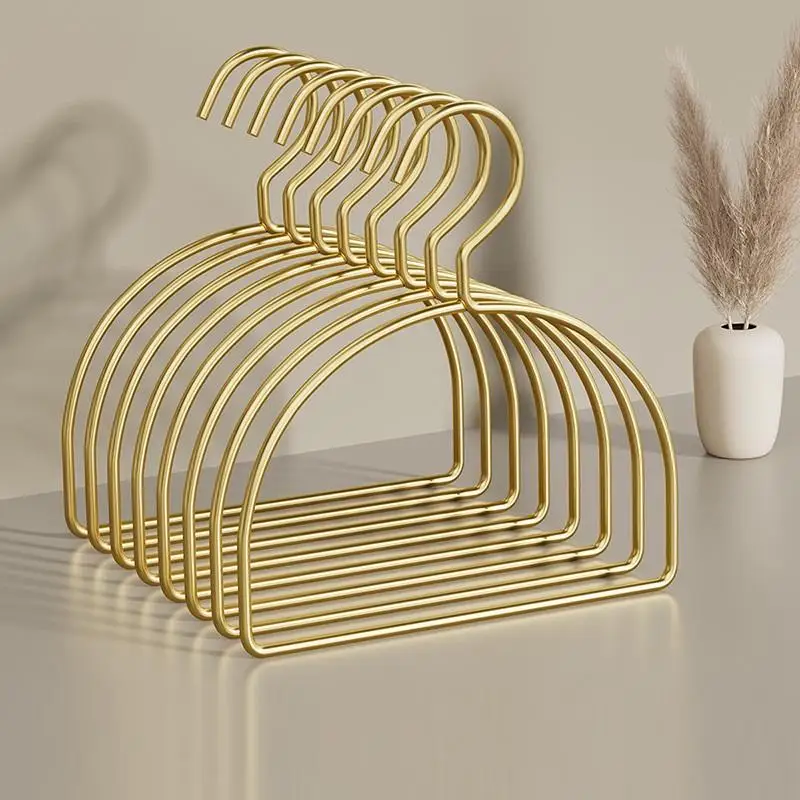 *Hot 5PCS Gold Iron Half Round Scarf Hangers Pet Clothes Rack Storage Hanger For Pants Towel Tie,Closet Organizer For Adult Kids