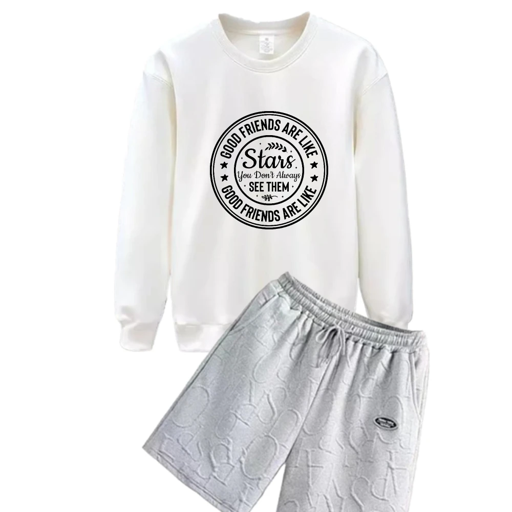 

2025 Men's Casual Spring And Autumn Polyester Fiber Suit Disc letter print Sports T-shirts+shorts Set Comfortable Stylish Outfit