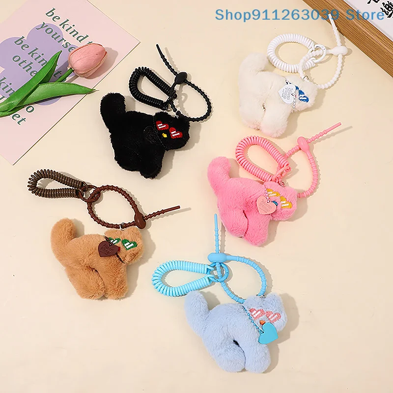 **Creative Kitten Plush Keychain Cartoon Stuffed Cat Keyring Lovely Backpack Pendant Bag Hanging Decoration Couple Gifts