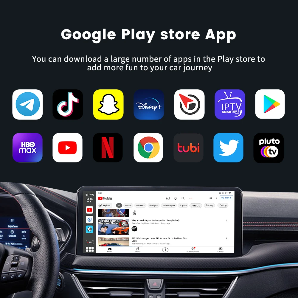 Carlinkit 64Gb 1080P Hd Camera Ips Car Dash Cam Mirror Night Vinson Dvr Carplay Android Auto 12 Bt Fm Ai Voice Video Sim Tf Card