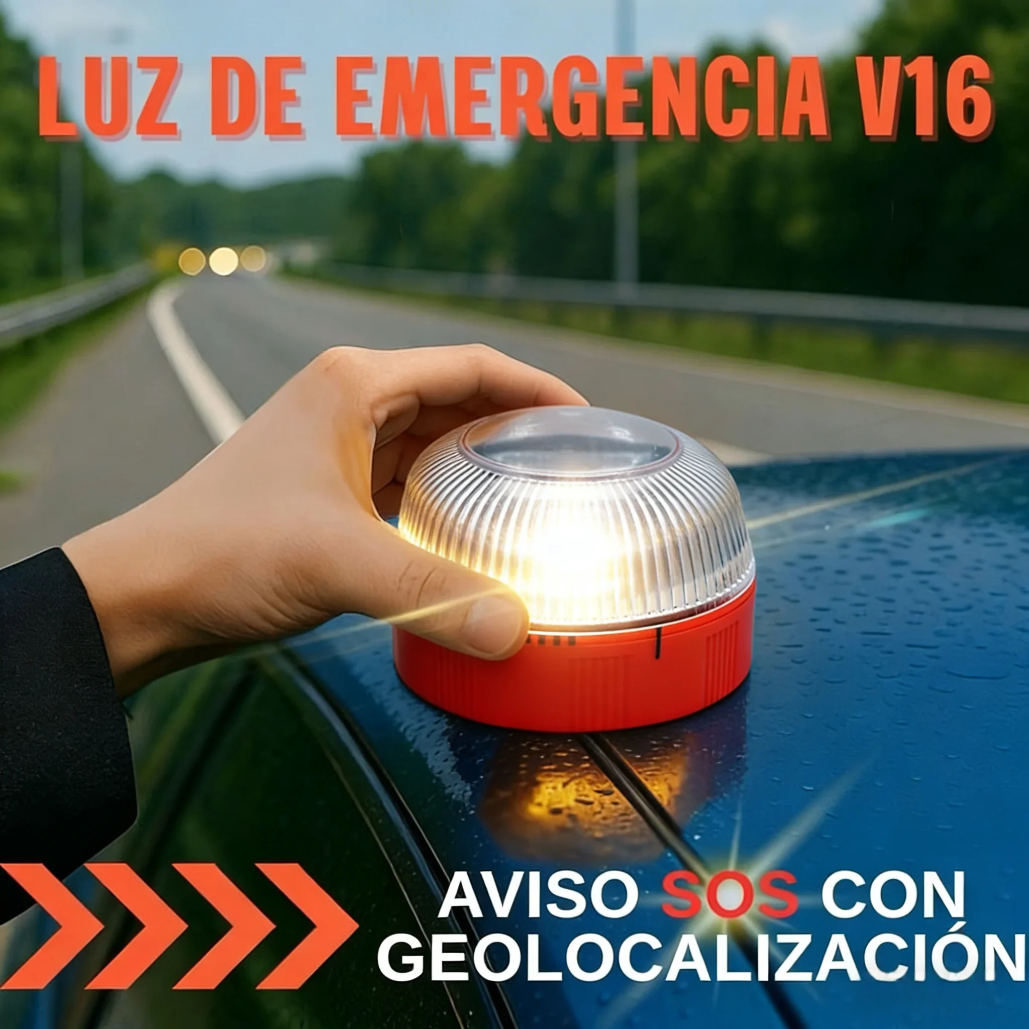 LED Car Emergency Light Approved by DGT with Geolocation Tracker for Quick And Efficient Position Light 360 Degree Vision