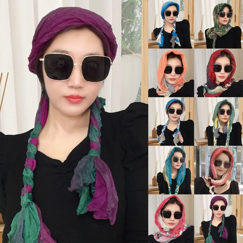 

Hijab Cotton Linen Sunscreen Scarf Ethnic Style Sunscreen Shawl Beach Shawl Headband Hats Sun Protection