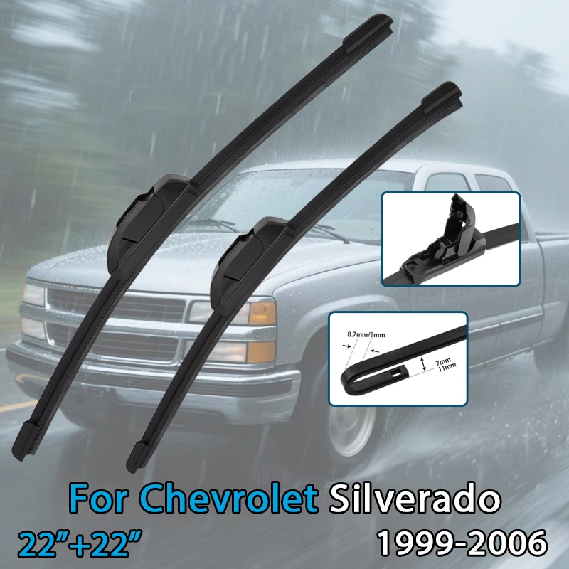 Balai d'essuie-glace de voiture pour Chevrolet Silverado 1999 – 2018, 22 ''+ 22'', recharge en caoutchouc pour pare-brise, essuie-glace de fenêtre avant, accessoire automobile