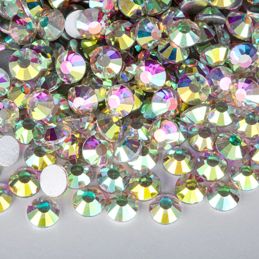 MollBii سلسلة بيضاء SS3-SS30 أحجار الراين غير الإصلاحية فائقة الجودة بريق الأحجار الكريمة المسطحة لملحقات الأظافر عمليات تجميل الأظافر