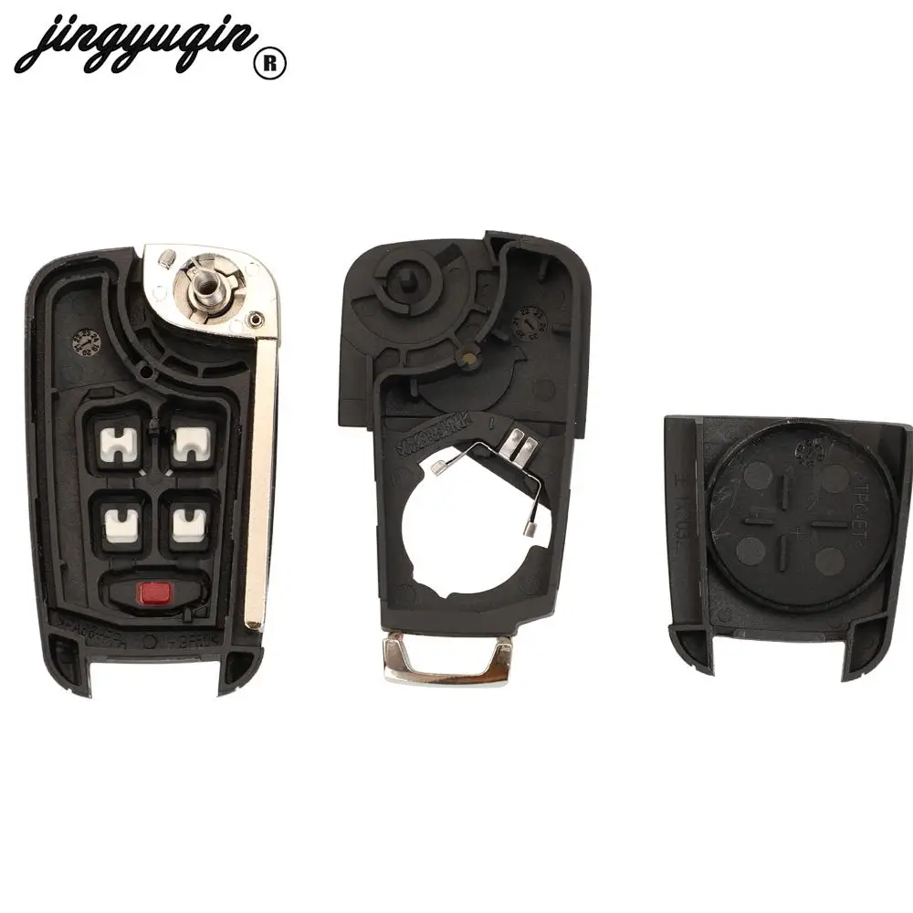 Jingyuqin 플립 접이식 원격 자동차 키 케이스 쉘, 쉐보레 크루즈 에피카 말리부 핏 오펠 뷰익 언컷 HU100 블레이드 2, 3, 4, 5 단추