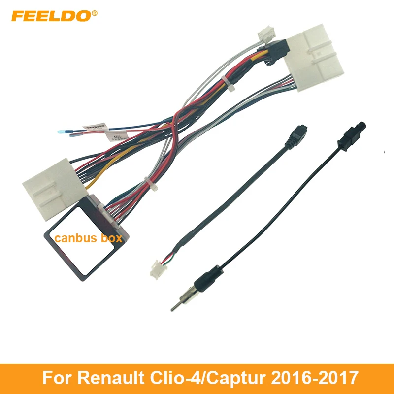 

FEELDO Car Audio 16PIN DVD Player Power Calbe Adapter With Canbus Box For Renault Clio-4/Captur 16-17 Stereo Plug Wiring Harness