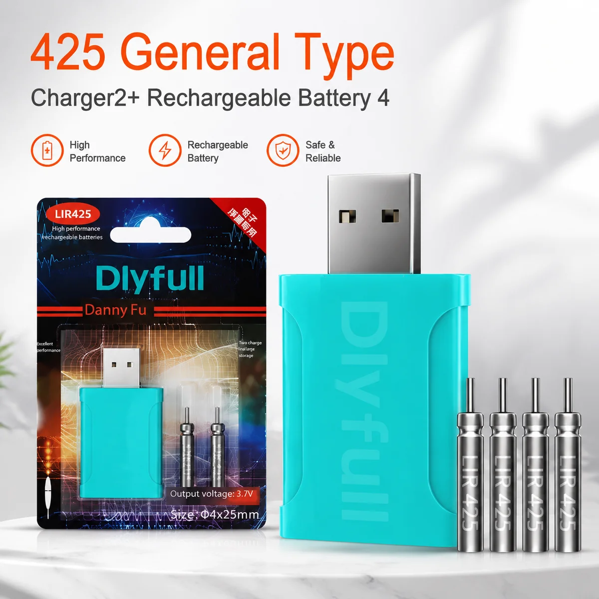 

Rechargeable CR425 LIR425 Battery Set With USB Charger for Electronic Luminous Fishing Float Night Light Bait Float Accessories