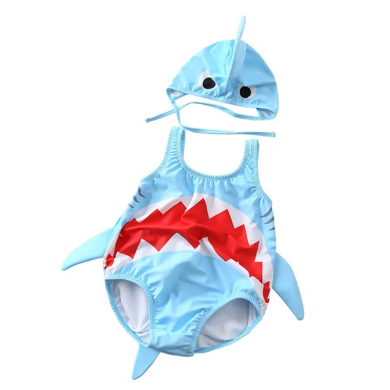 Summer Swimsuit for Kids 1T to 5T Baby Boy Three-dinomension Shark Swimwear Toddler Infant Bathing Suit Girl Beach Clothes