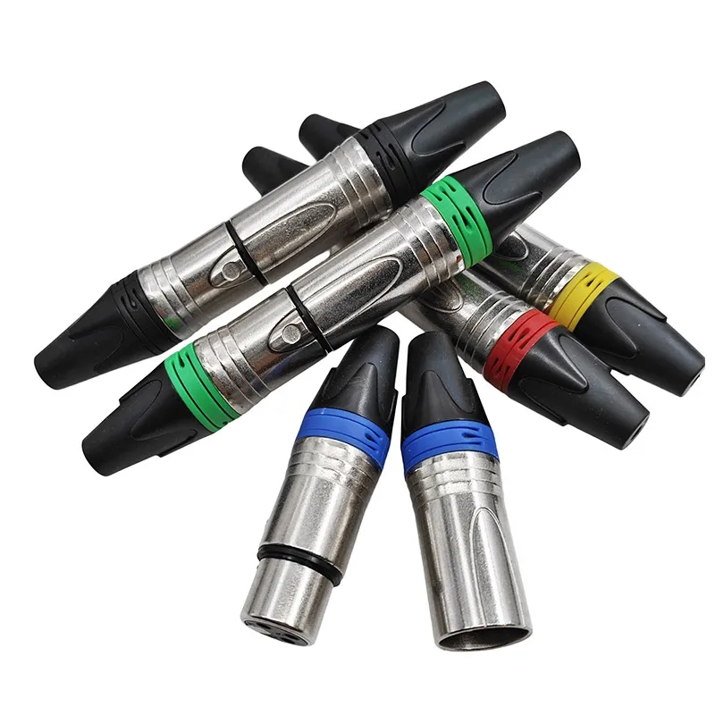 

10Pcs XLR Connector Set Black Silvery 3-Pin Audio Microphone Plugs Male And Female Speaker Connectors Colorful Mic Connectors