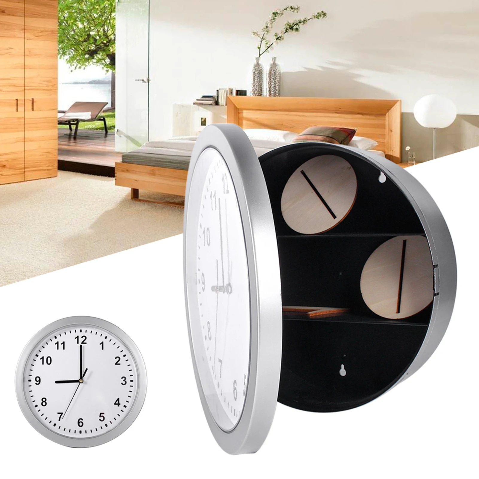 Clock   Secret Wall Clock  Container Box for Money Stash Jewelry Valuables Cash Storage Wall Clock Diversion