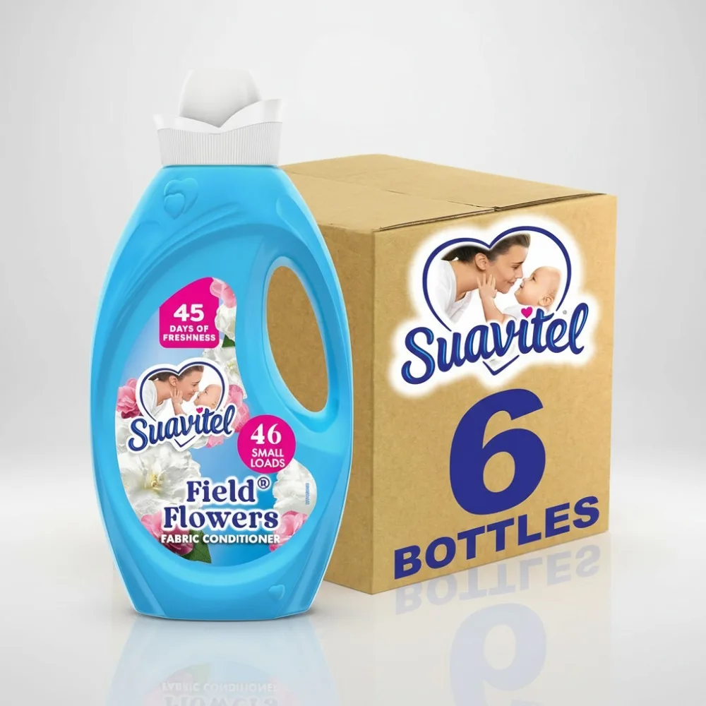 

Premium Fabric Softener, Field Flowers Scent, 46 oz Pack of 6 for Fresh Laundry & Color Protection