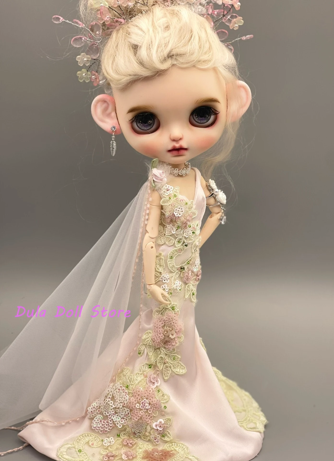 

2026 Dula Doll Clothes Beaded Embroidered Mermaid Skirt Headpiece Set for Blythe Landoudou Landazz ob24 ob22 Doll