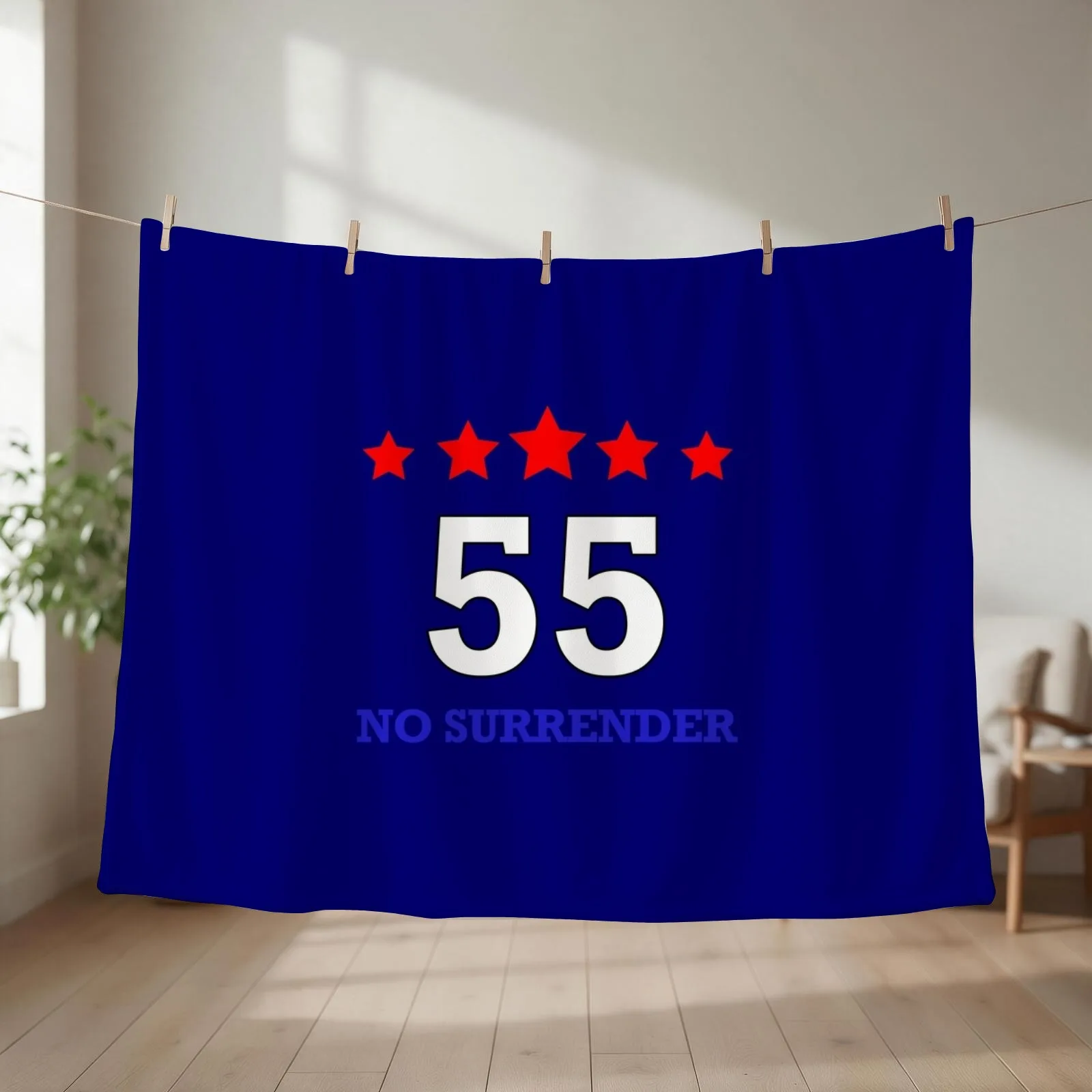 Rangers 55 T Shirt Blue Throw Blanket couch cozy soft plush fuzzy picnic outdoor blanket