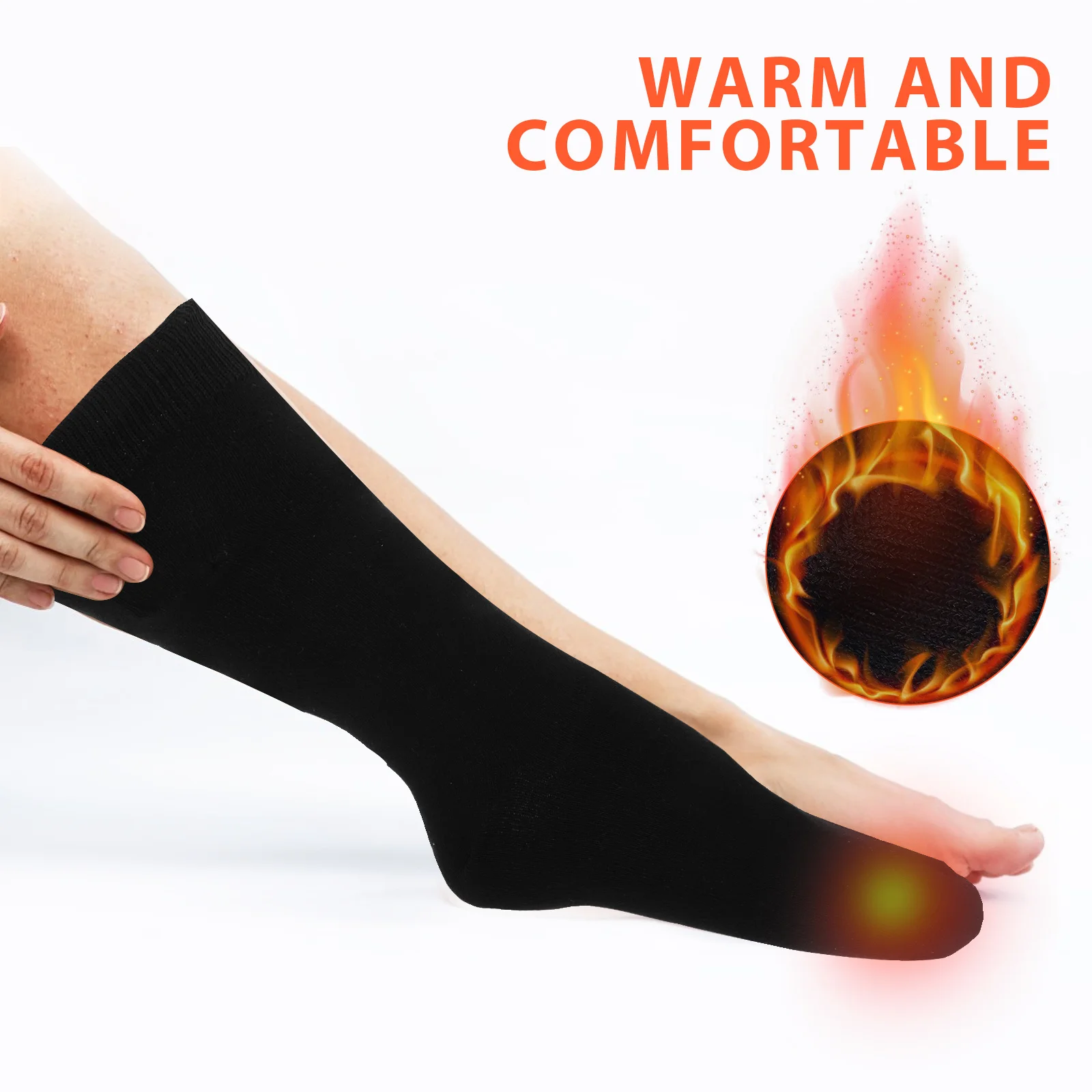 

Operated Heated Thermal Knee High Socks Pair Winter Warm Electric Socks Stretchy Comfortable Aa Powered