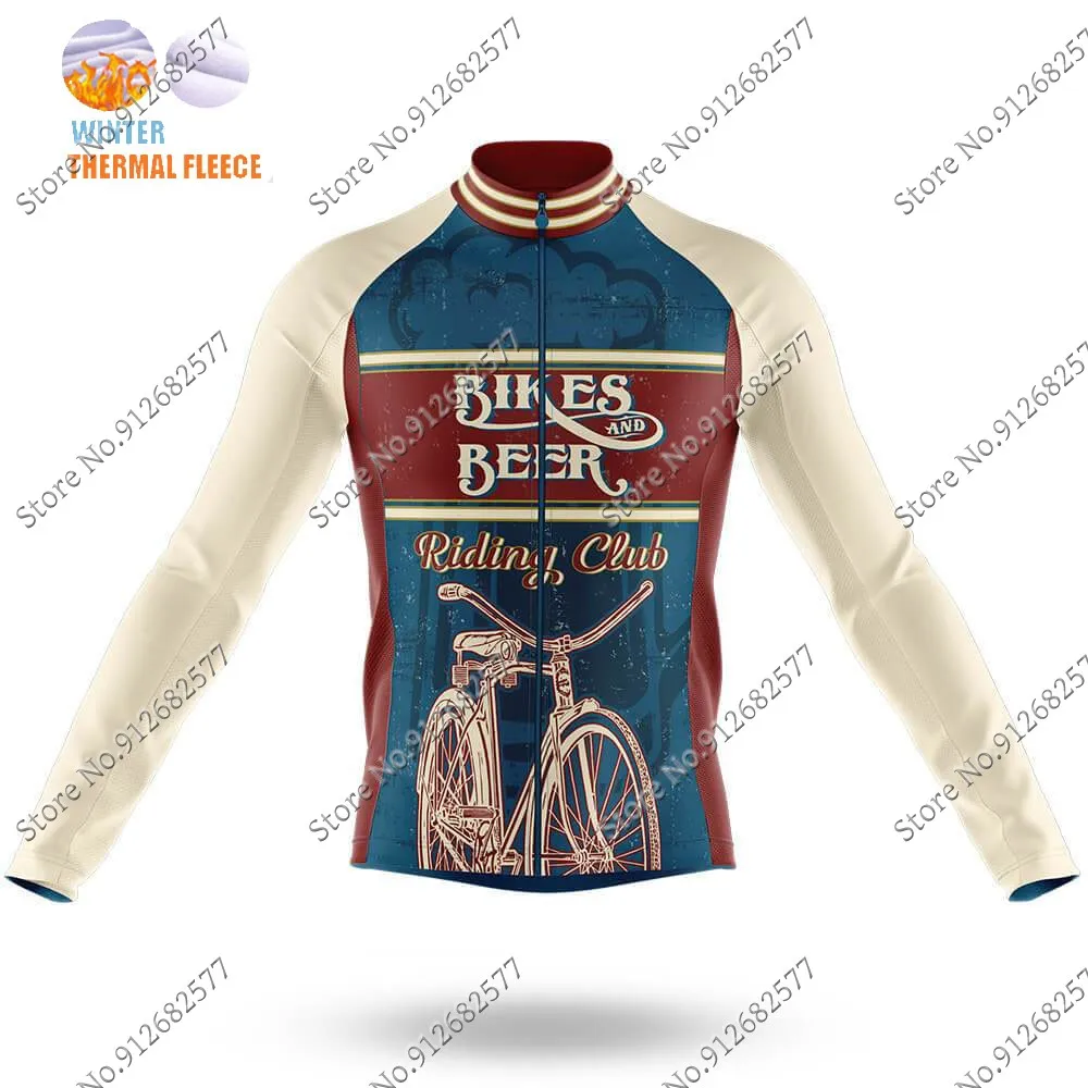 2024 Bike For Beer Cycling Jersey Long Sleeve Retro Winter Clothing Race Road Bike Shirts Bicycle Tops MTB Uniform Maillot