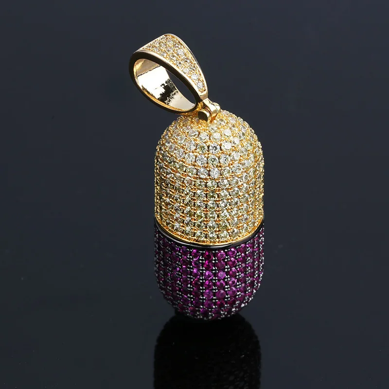 Chinese Style Lucky Wealth Attracting Iced Out Zircon Detachable Capsule Pendant Hip Hop Necklace Unisex Good Luck Fortune Bless