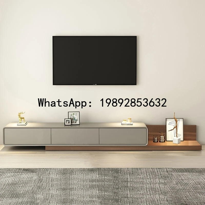 XL Nordic TV Cabinet and Coffee Table Set Black and Gray Extendable Floor-standing TV Cabinet