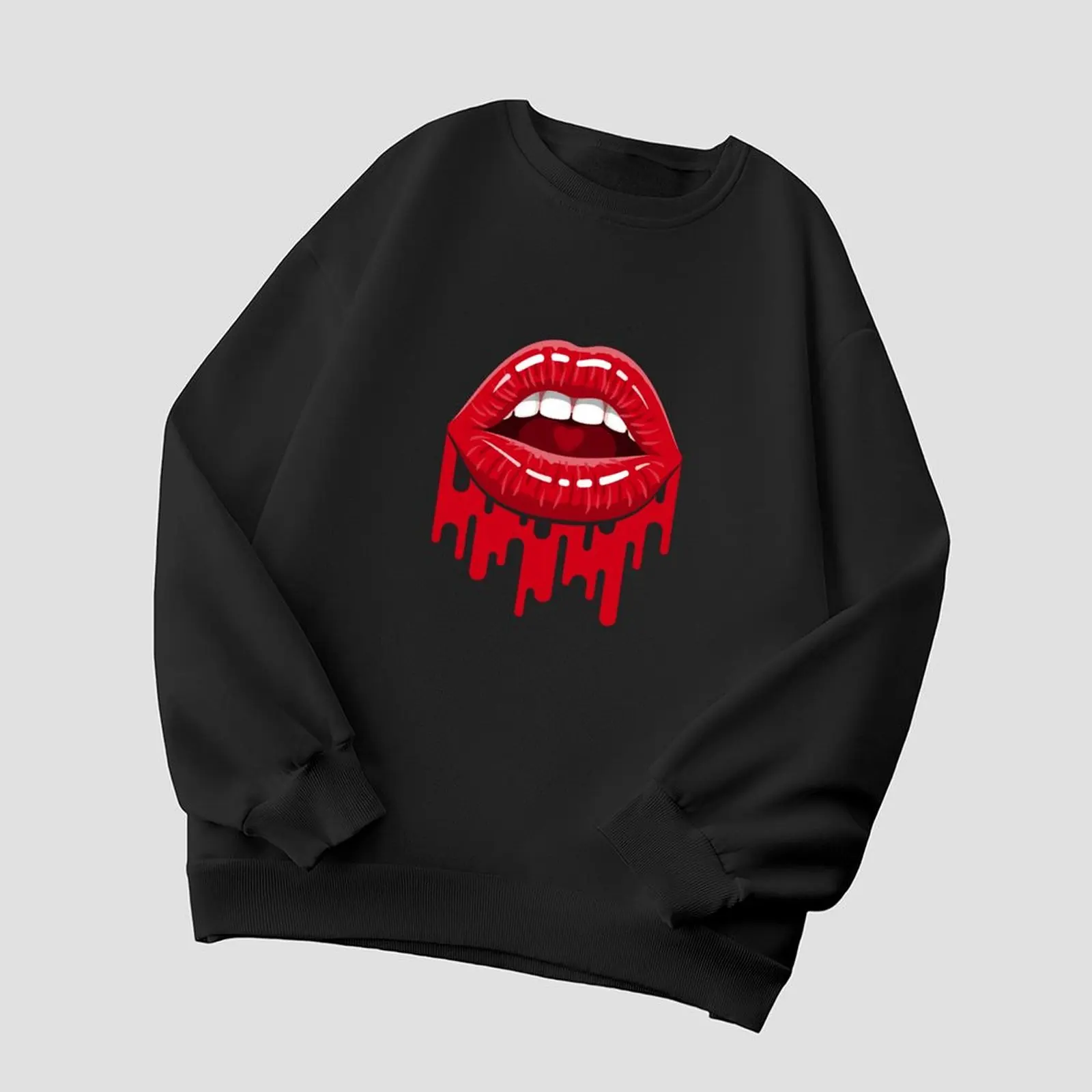 

Women's Sweater Sweatshirts Velvet Winter Casual Spray-painted Print Colorful Long Sleeve Pullovers Autumn Woman Clothes