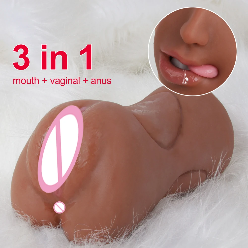 3 In 1 Vagina Pussy Soft Silicone Male Masturbators Blowjob Sex Toys Realistic Vagina Pocket Adult Goods Masturbation for Men