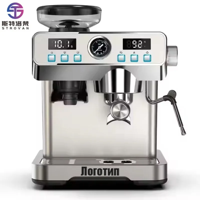 

STLF Professional Stainless Steel Espresso Machine 20 Bar Semi-Automatic Grinding Function Portable for Hotel Use