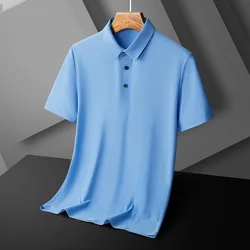 Men's Slim Ice Silk Short sleeved POLO Shirt Summer Thin Comfortable and Loose Quick Drying Outdoor Sports Golf Sports T-shirt