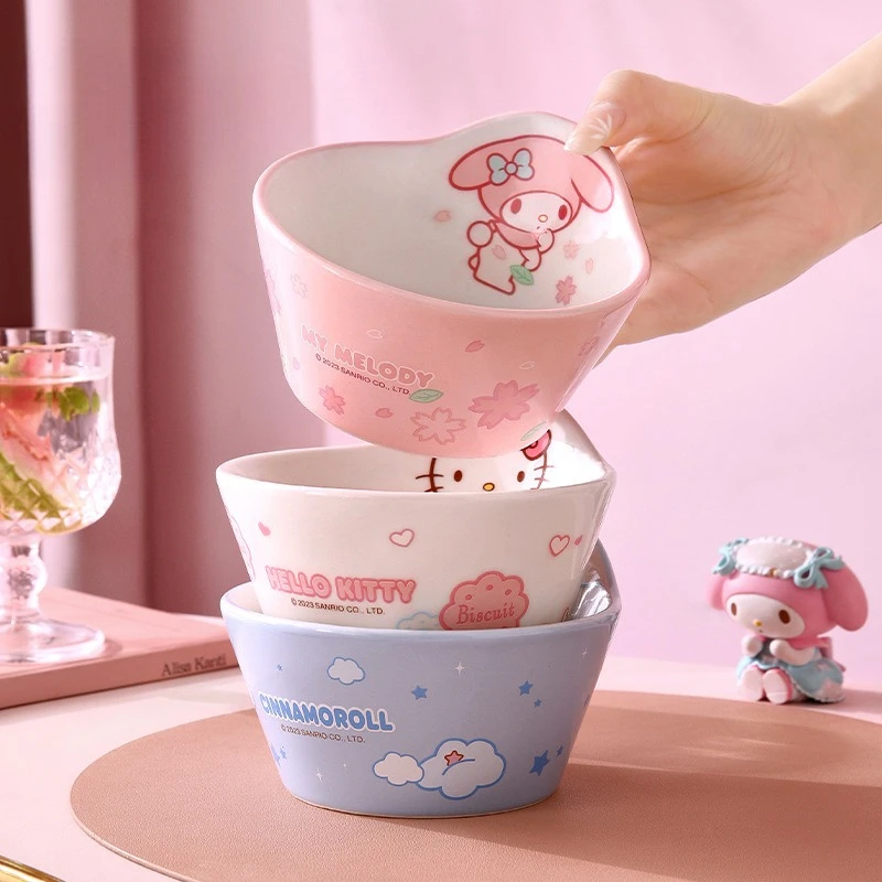 مرحبا كيتي الطفل وعاء سيراميك جديد لطيف كيتي الطفل تغذية السلطانية الوليد لوازم الميكروويف آمنة القرفة الكلب بلدي ميلودي سانريو