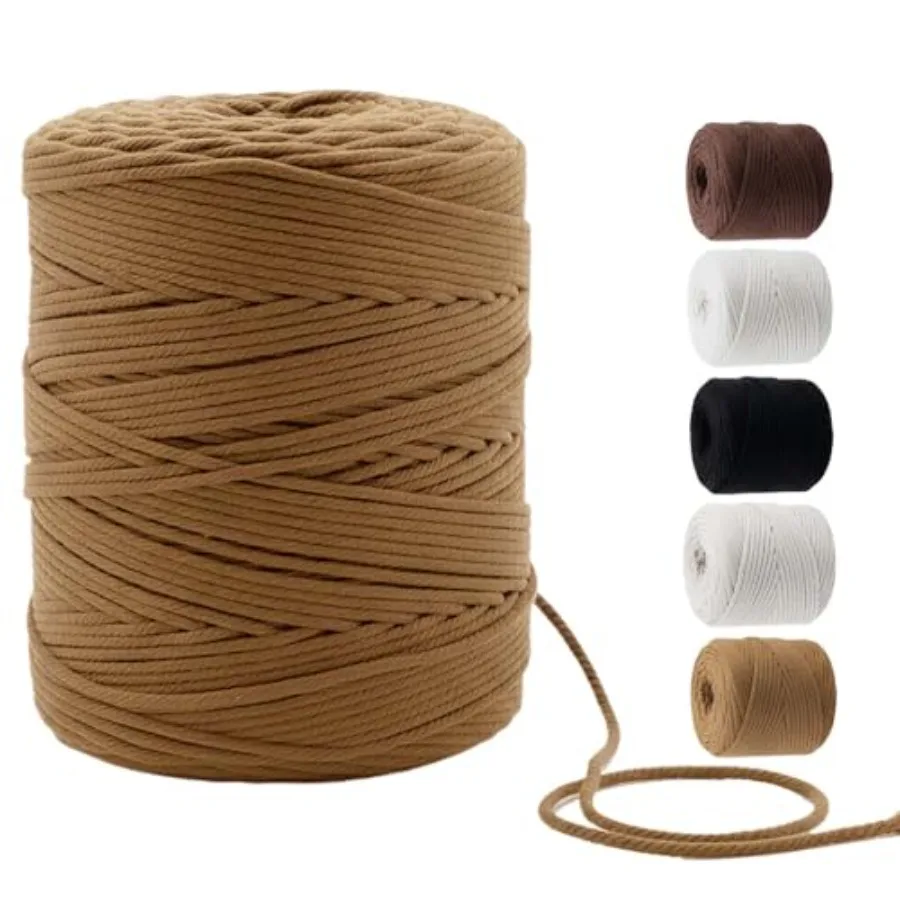 

Шнур для макраме 4 мм x 500 метров, натуральный цвет, мягкий хлопковый шнур, материалы для макраме, для подвесов для растений, настенных декораций, поделок
