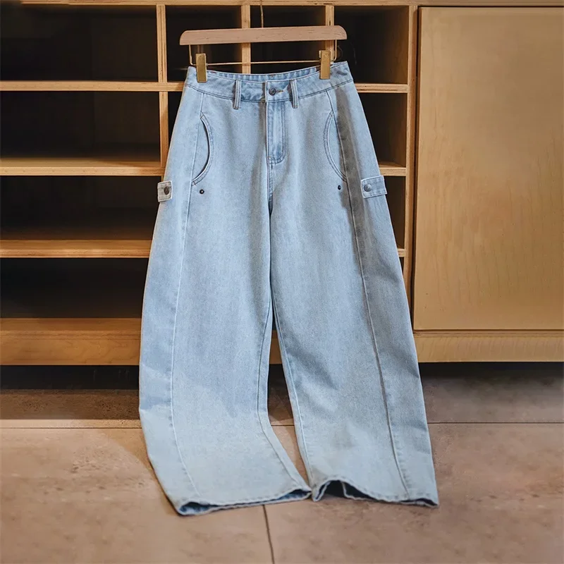 Maden Jeans lavati decostruiti vintage da donna Primavera Autunno Pantaloni larghi in denim a gamba dritta Pantaloni streetwear casual pesanti