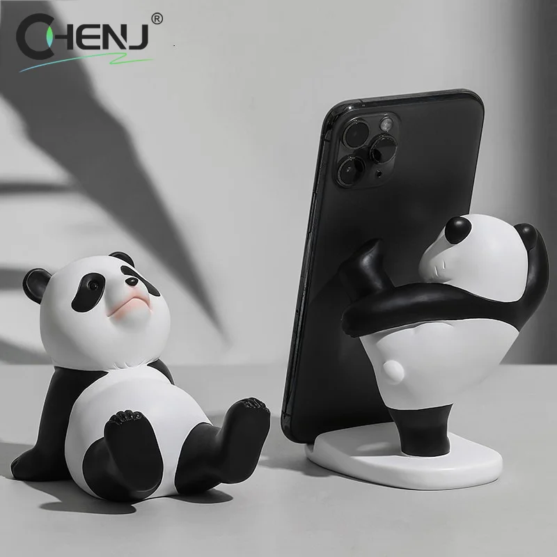 Creative Panda Figurines Interior Universal Cell Mobile Phone Stand Holder Home Office Desk Decoration Phone Holders