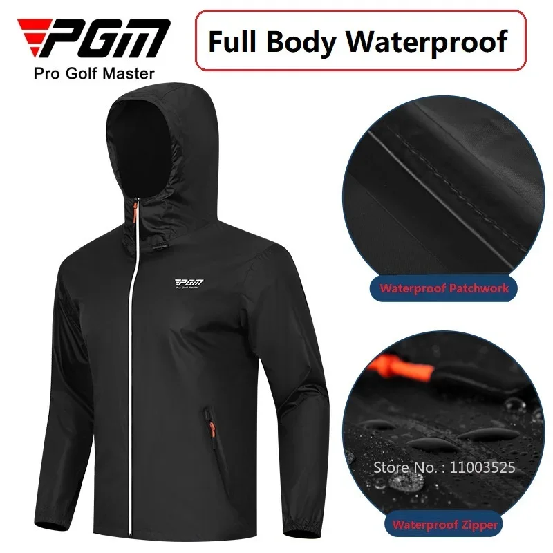 2024 PGM Golf Raincoat Suit Men Waterproof Jacket Hooded Coat Golf Clothing Set Male Long Pants Rainproof Protect Gear